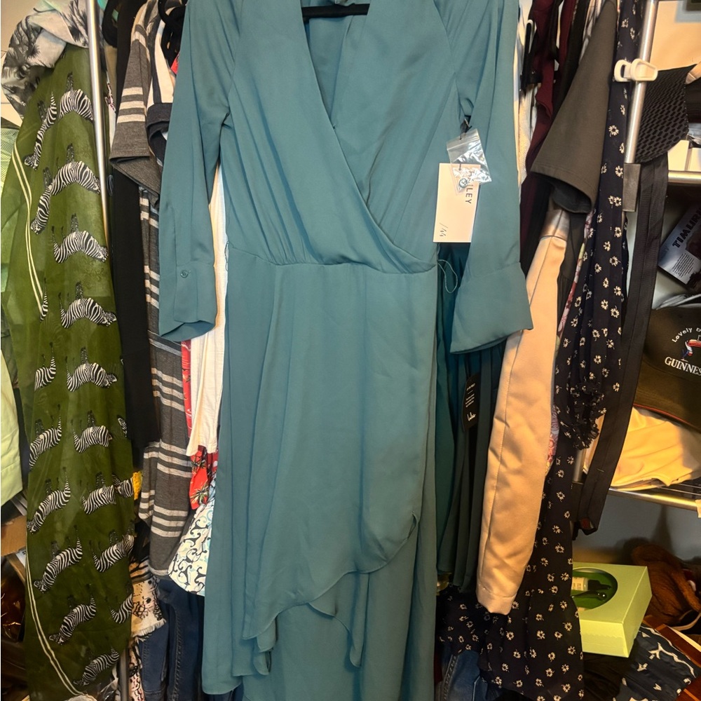 Bailey 44 Olympia Solid Ocean Blue High Low Dress